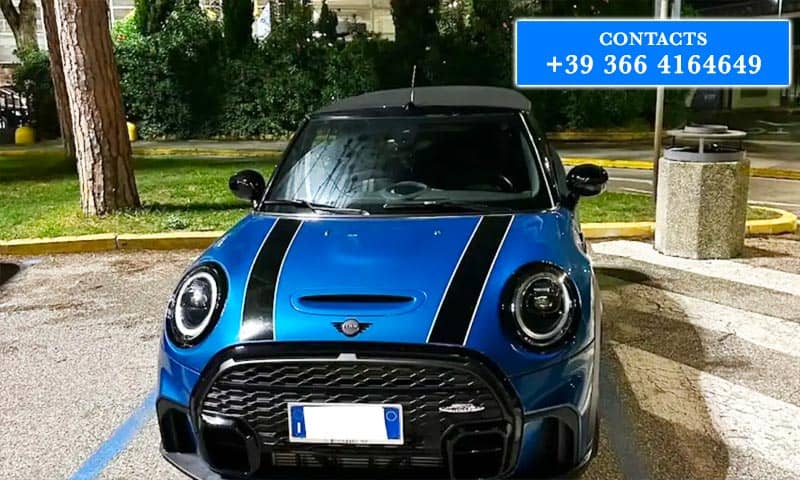 Minicooper cabrio convertible car rental in Florence Italy